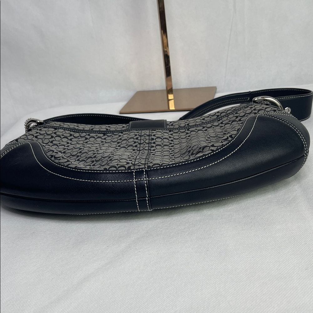 Coach Black Leather & Signature Fabric Shoulder Bag - Picture 10 of 10